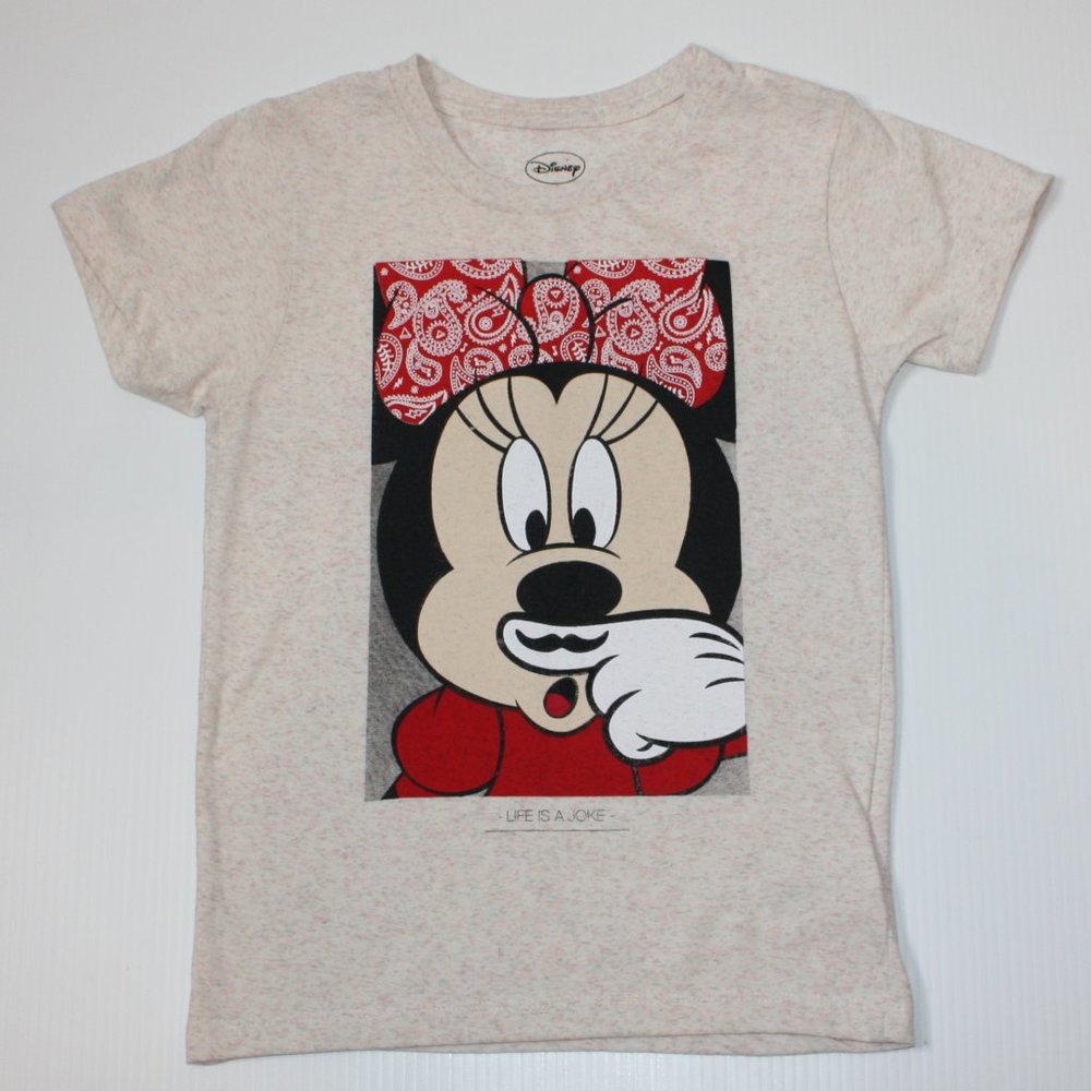 Disney Little Eleven Paris Minnie Mouse Moustache Tee T-Shirt Top size 10